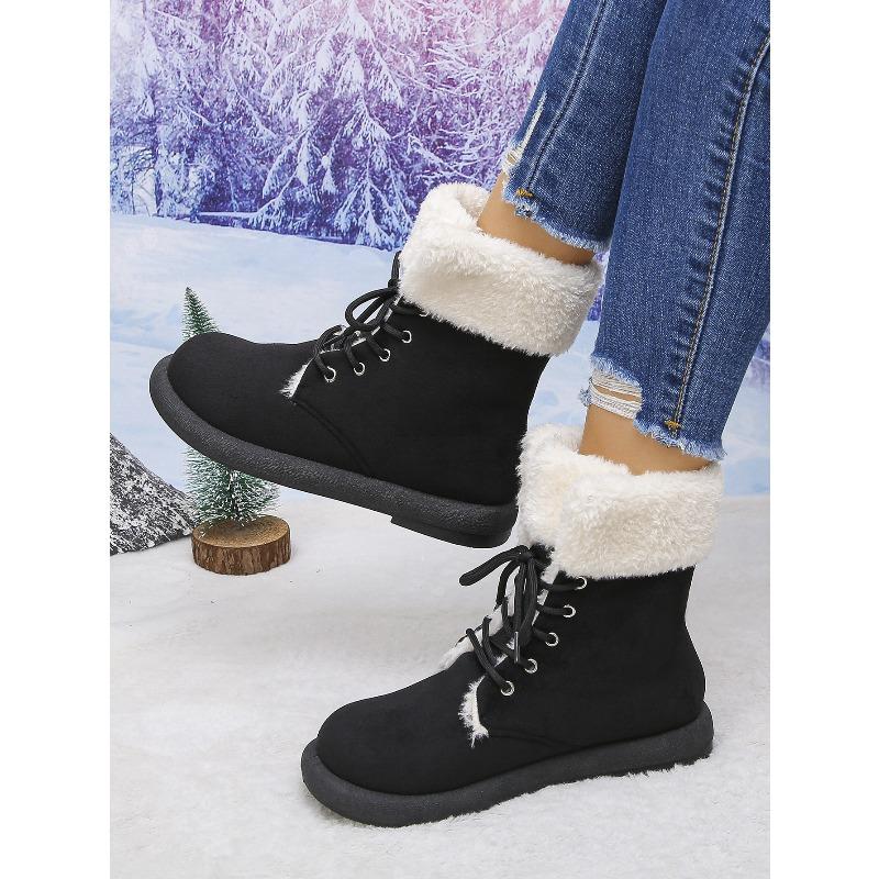 Winter New Block Heel Snow Boots Warm Fleece Lined