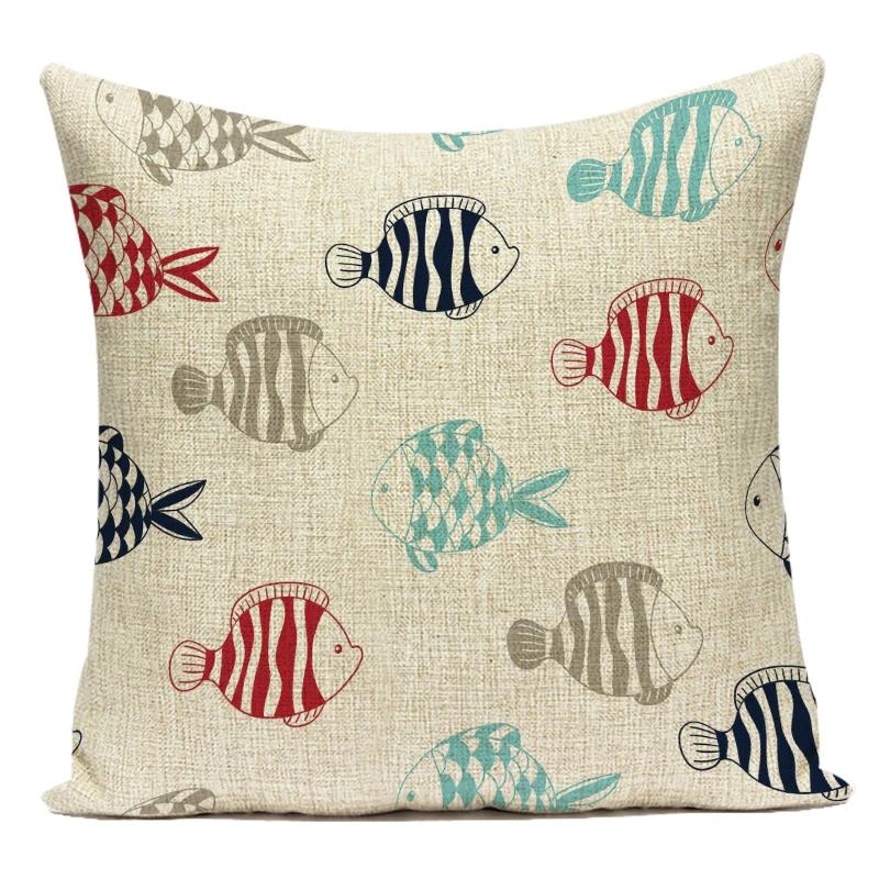 Cute Cartoon Lovely Animal Ocean Fish Octopus Polyester Sofa Home Pillows Cushion Cover For Living Room Decoration Pillowcase