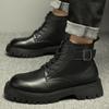 Martin boots men's autumn and winter new platform leather black boys high-top shoes British style locomotive boots tide