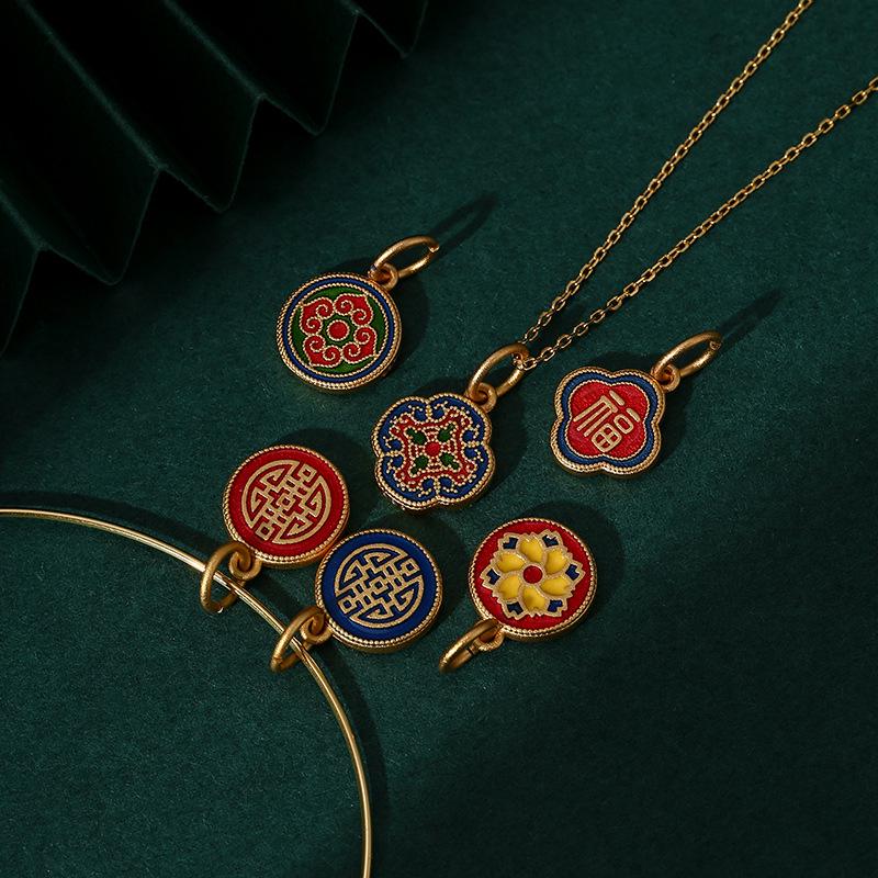 Chinese Cloisonné Sand Gold Enamel Beads: DIY Bracelet Necklace Pendant Accessories