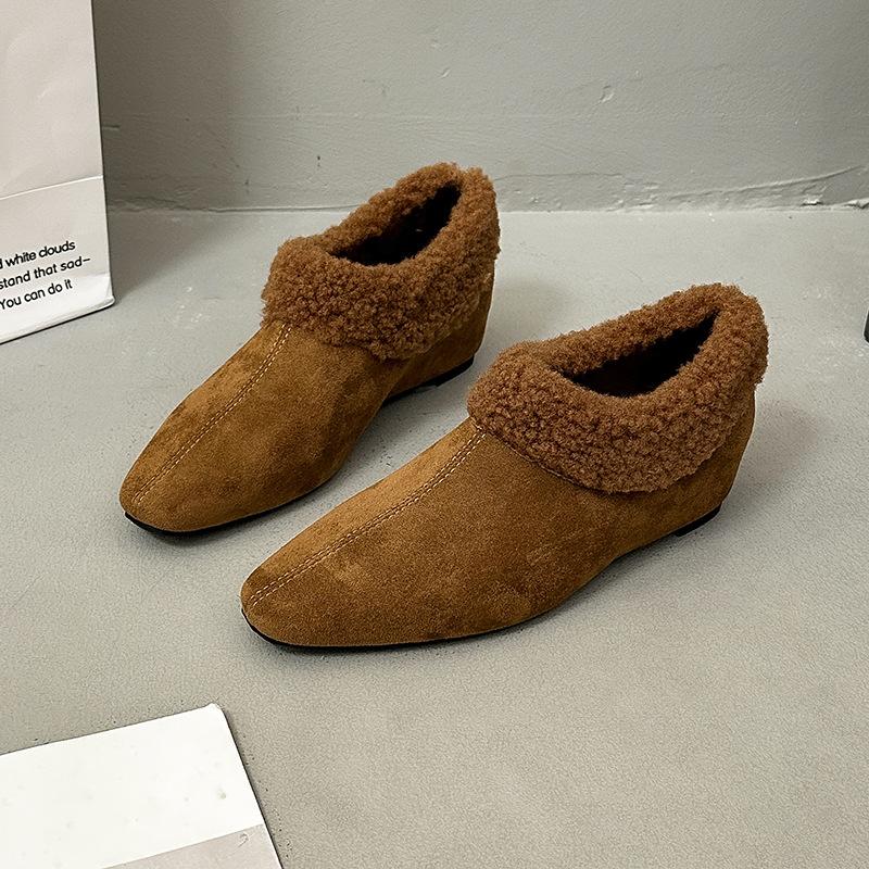 

Women s soft elastic thick soles heightening winter fur one warm anti-cold padded snow boots non-slip wear casual sports cotton boots fur shoes 40