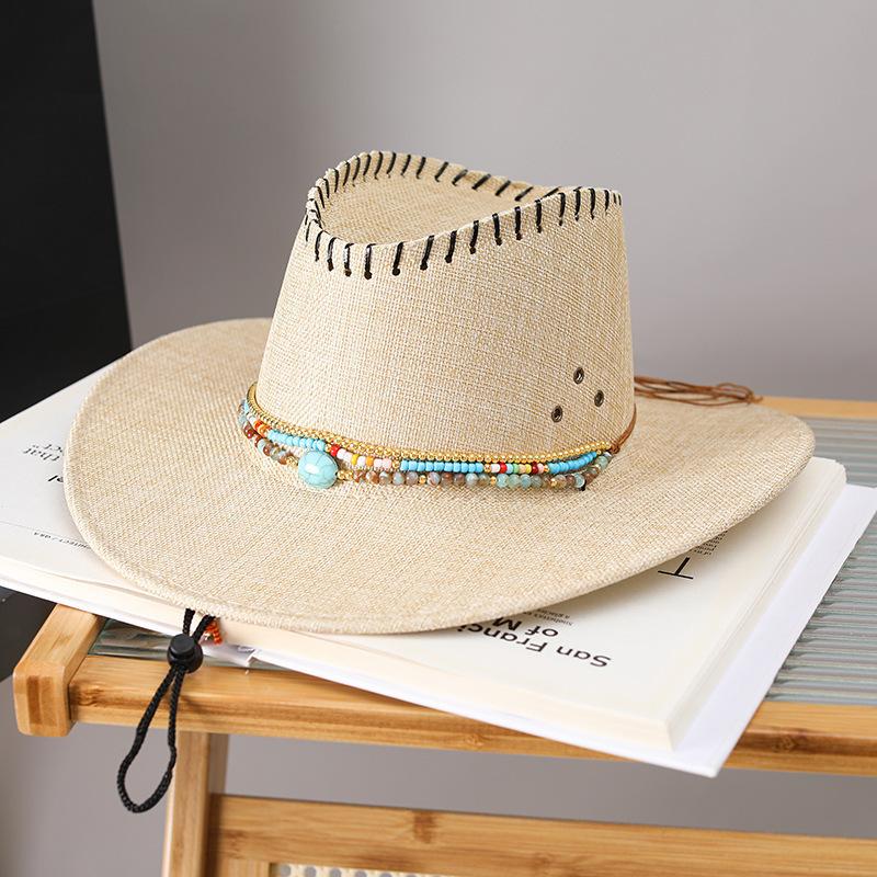 JYL TS DIY Woven Cowboy Hat Outdoor Sun Protection Woven Straw