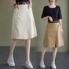 Women's Mid Rise Skort Loose Fit Wide Leg Shorts Vintage Solid Cotton Blend Skort Casual Culottes