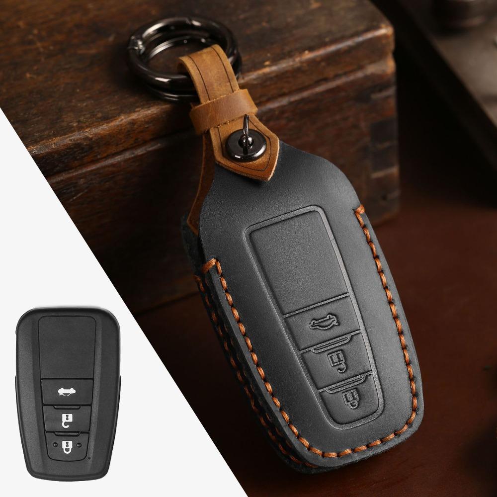 Handmade Genuine Leather Key Cover for Toyota Camry Avalon Retro Crazy Horse Style Car Key Case