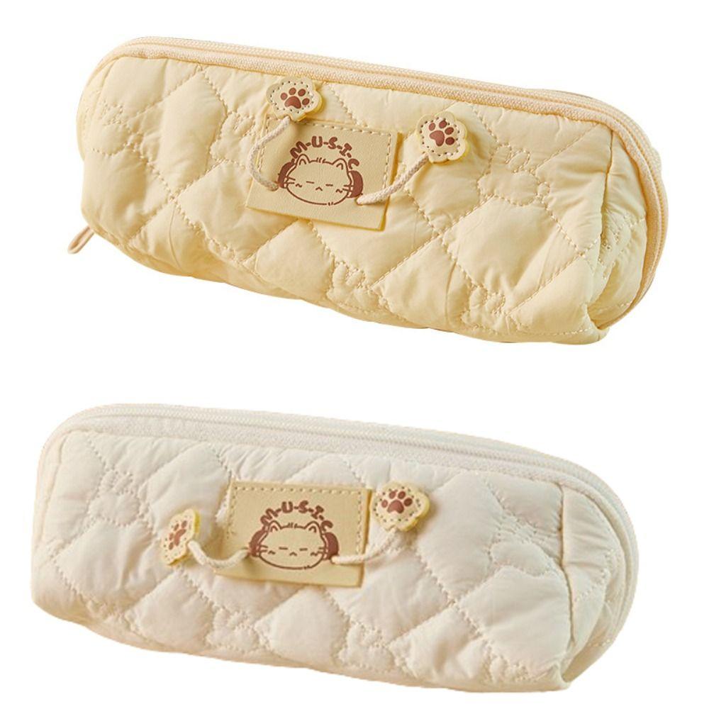 

Large Capacity Cat Pencil Case Portable Girls Pen Bag School Pencil Box School Supplies белый
