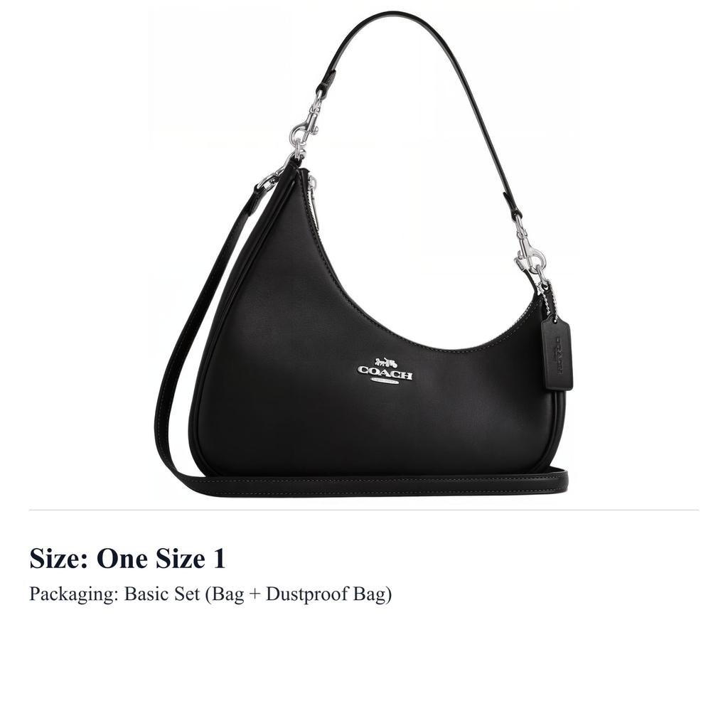 Coach Teri Leather Shoulder Bag Large Women's Black CBI01-SVBK