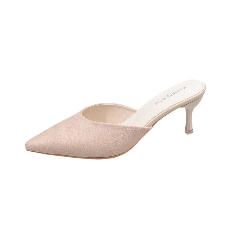 Pointed Slippers Fashion High Heels Bag Head Half Drag Sandals 2025 Spring and Summer New Korean Version Outer Wear Thin Heel Cool Slippers