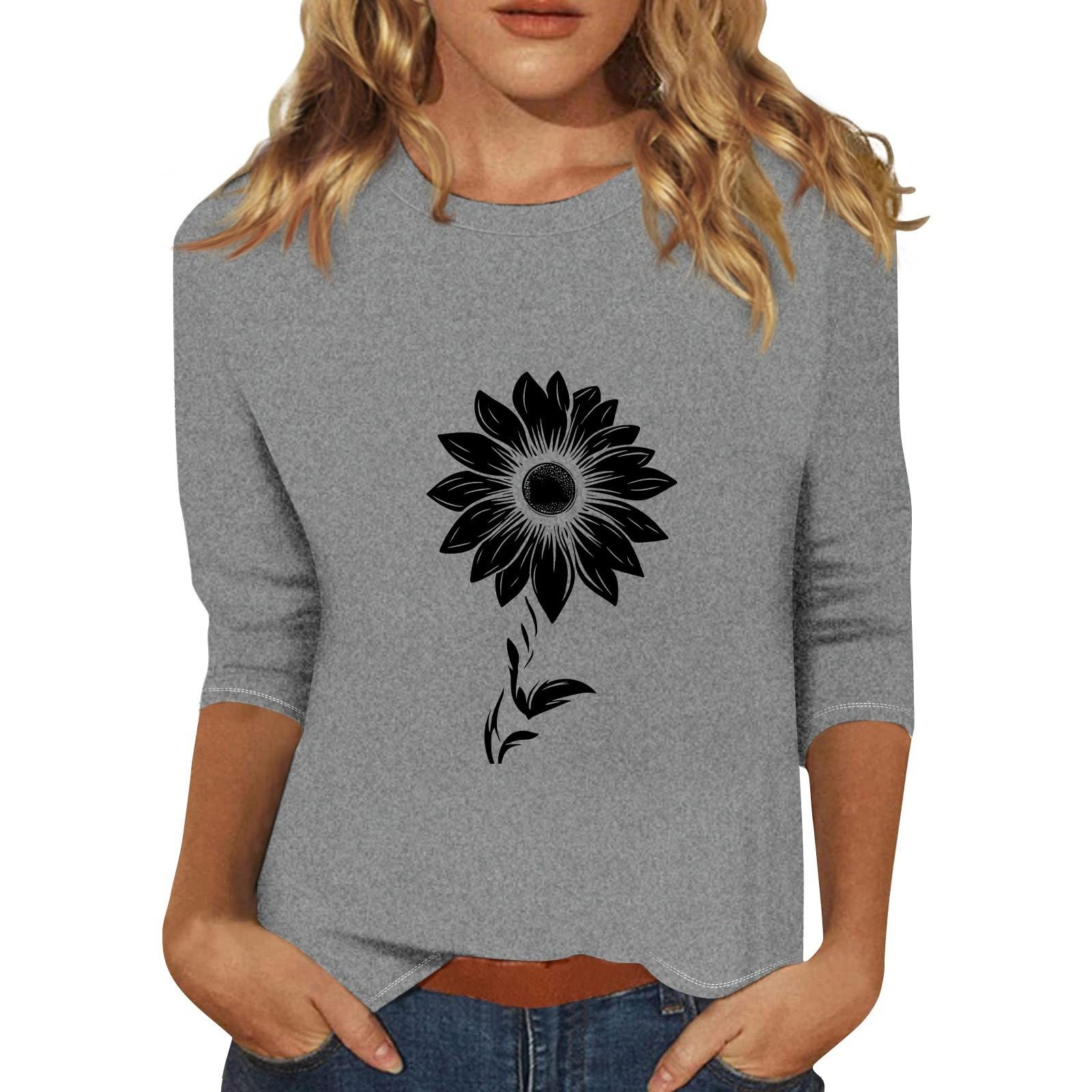 

Женский модный повседневный пуловер с воротником три четверти и принтом S