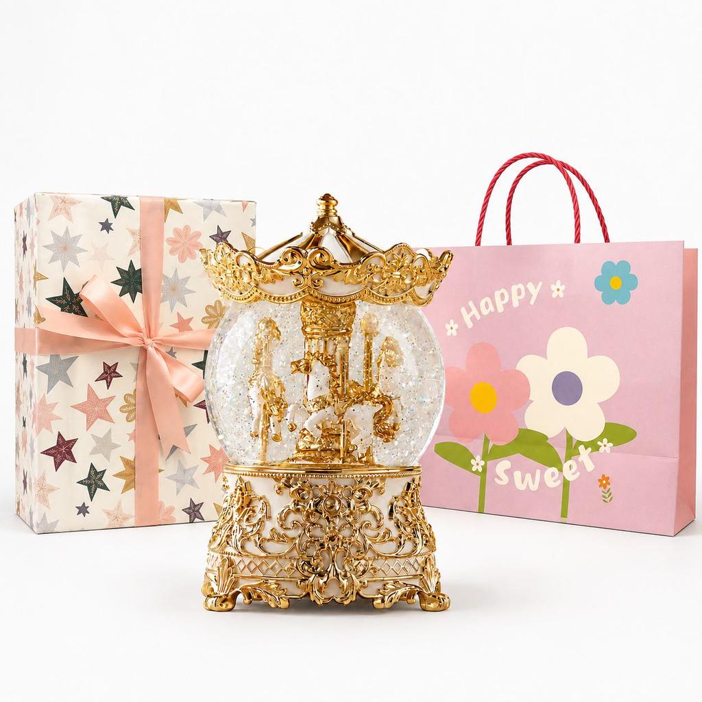 Rotatable Sky Castle Princess Music Box for Girls - Crystal Ball Birthday Gift
