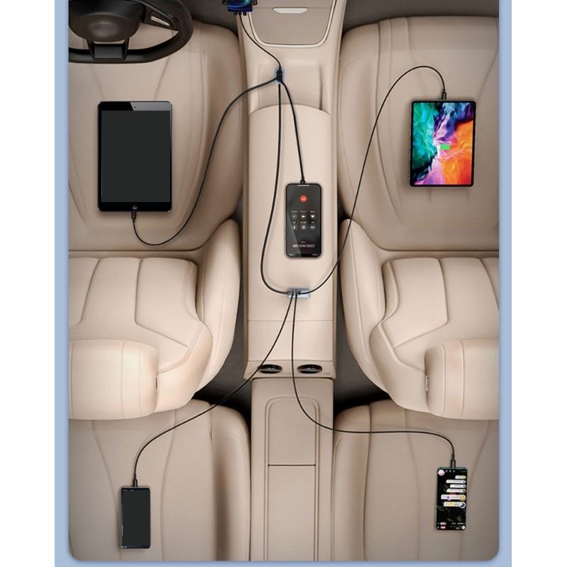 65W Multi USB Car Charger Car Phone Charging Adapter PD3.0 QC3.0 Car Charger for Multiple Devices 12-24V USB Car Charger