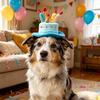 Chapeau d'Anniversaire pour Animal de Compagnie Mignon Gâteau d'Anniversaire Chien Chapeau Peluche Réglable Chapeau d'Anniversaire pour Petits Chiens Moyens Chats Accessoire de Fête