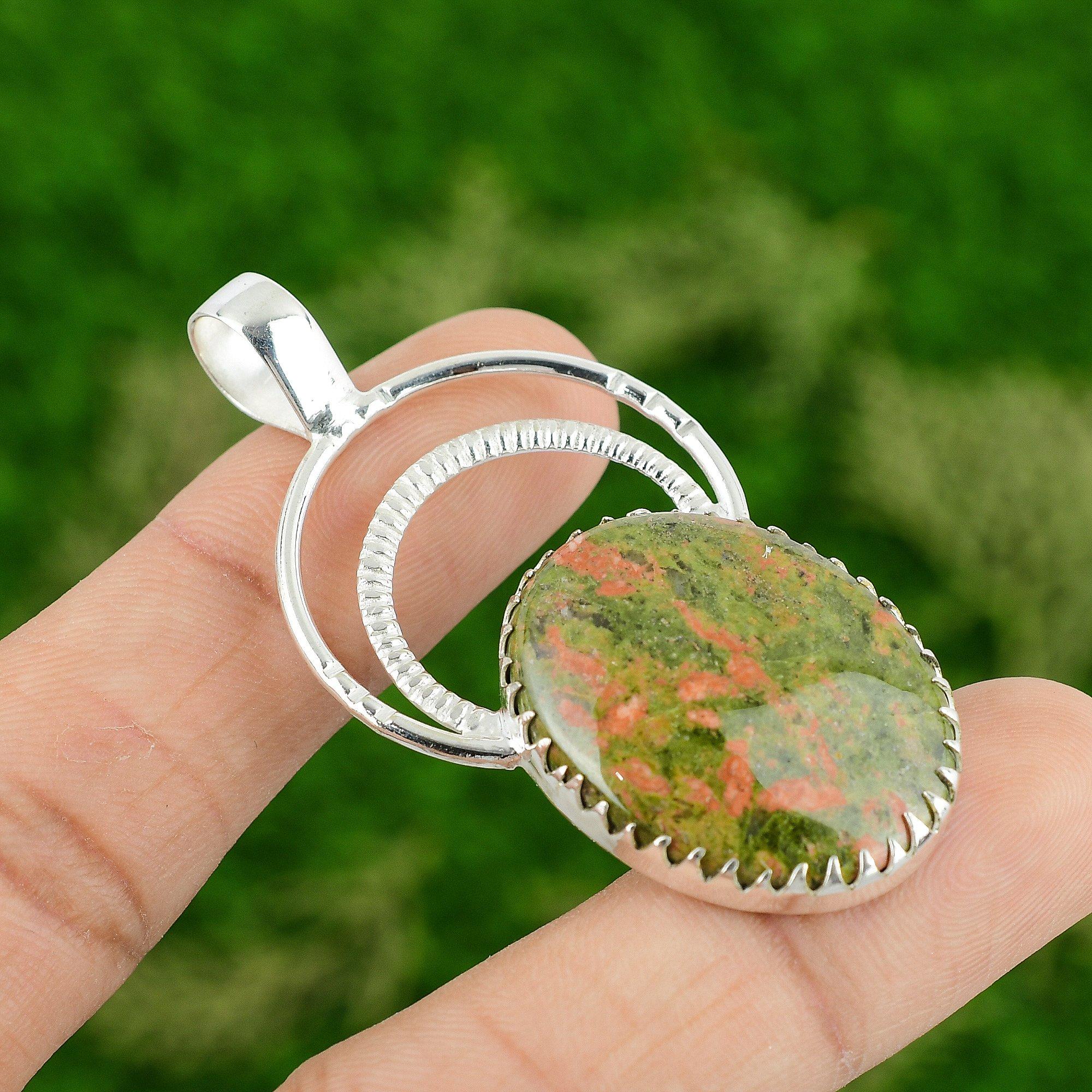 

Daughters Day Deal Sterling Silver Natural Unakite Heart Chakra Mother Pendant