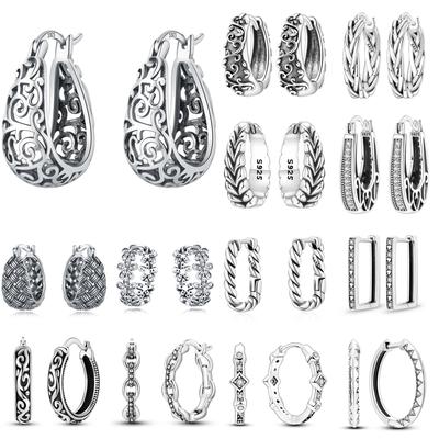 925 Silber Vintage Weinranken Serie Ohrschmuck Vielseitige Creolen Für Damen Schmuck Feine Geburtstagsfeier Geschenke