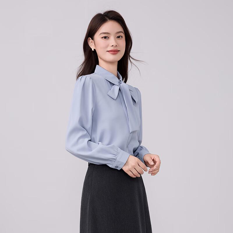 TLUOMAN Women's Non-Iron Detachable Bow-Tie Blouse