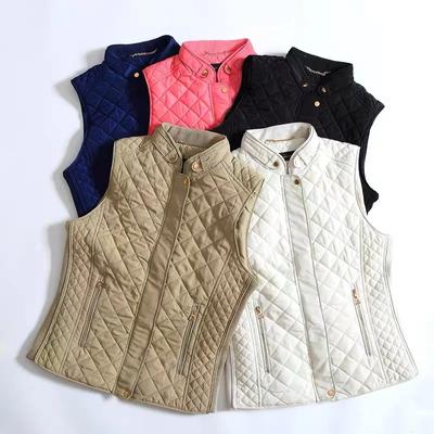 Damen Herbst/Winter Slim Stehkragen Ärmellos Reißverschluss Jacke Gesteppt Verdicken Warme Weste Weibliche Kurze Freizeitjacke Tops