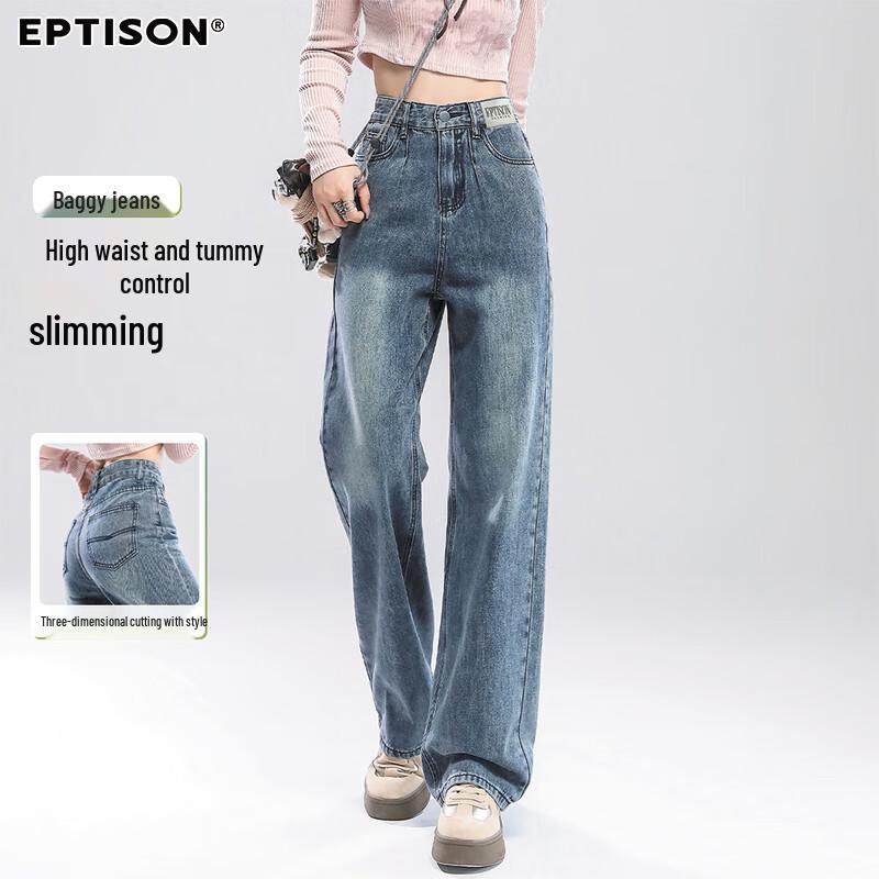 

Women s High-Waist Loose Straight Wide-Leg Jeans XL