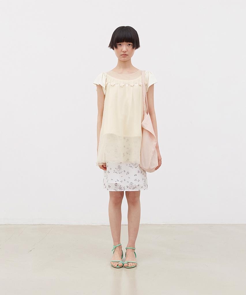 Koseumoseu Sheer Hole Garden Dress (Yellow)