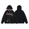 Felpa Unisex Oversize con Cappuccio e Zip con Stampa Leopardata e Design a Stelle Streetwear Casual