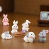 Figurine Miniature Cute Rabbit Micro Landscape Resin Ornaments For Home Decoration Kawaii Animal Bunny Room Desk Decor Gift