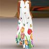 Retro Summer Fashion Multicolor V Neck Maxi Dress European American Style