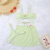 Swimsuit new solid color strap love sexy three-piece skirt bikini swimsuit women