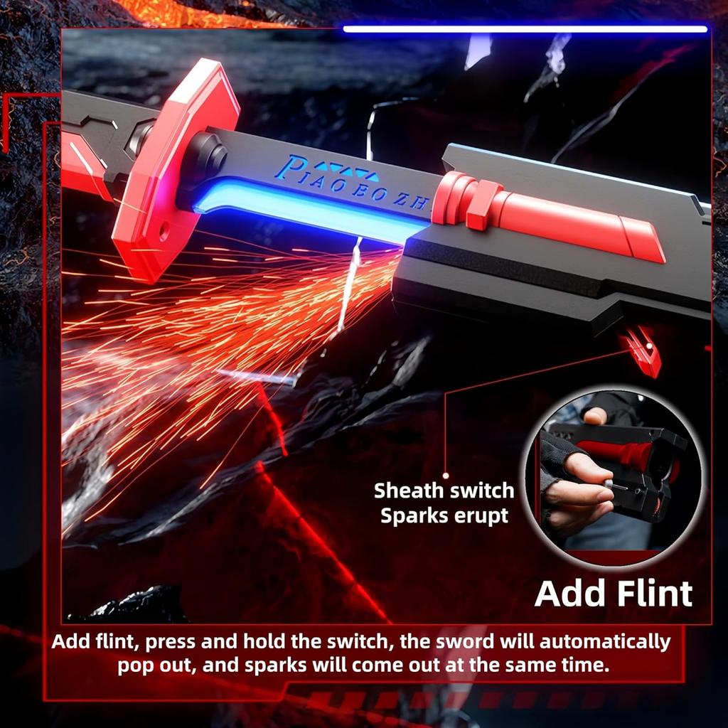 Lightsaber7Color Flowing Spark Sword,31.4 inch with Sound Effects,Led Sword with Smoke, for14+Years Old Toy Light Saber for Kids (Flint Not Included)