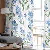 Spring Watercolor Blue Flower Farm Rural Bedroom Transparent Sheer Curtains Holiday Decoration Window Voile Tulle Curtain