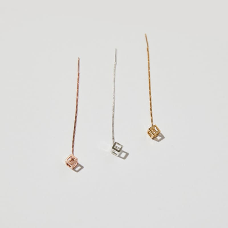 BONAFIDE JEWELRY Frame Cube drop Pin Chain Earrings