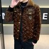 Men's European Winter Gold Sable Velvet Fur Lapel Jacket - Fashionable, Trendy, and Casual Outerwear