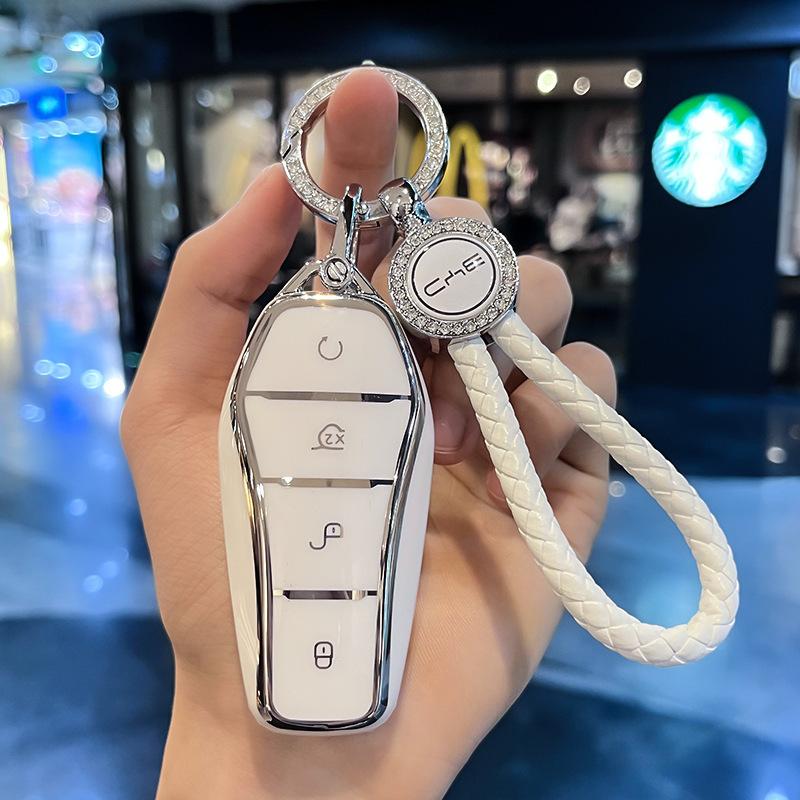 TPU Premium Soft Car Key Case Cover Shell for BYD Song Plus Qin DMI Han EV Yuan Pro Tang ATTO 3 Key Rings Keychain Bag Accessory