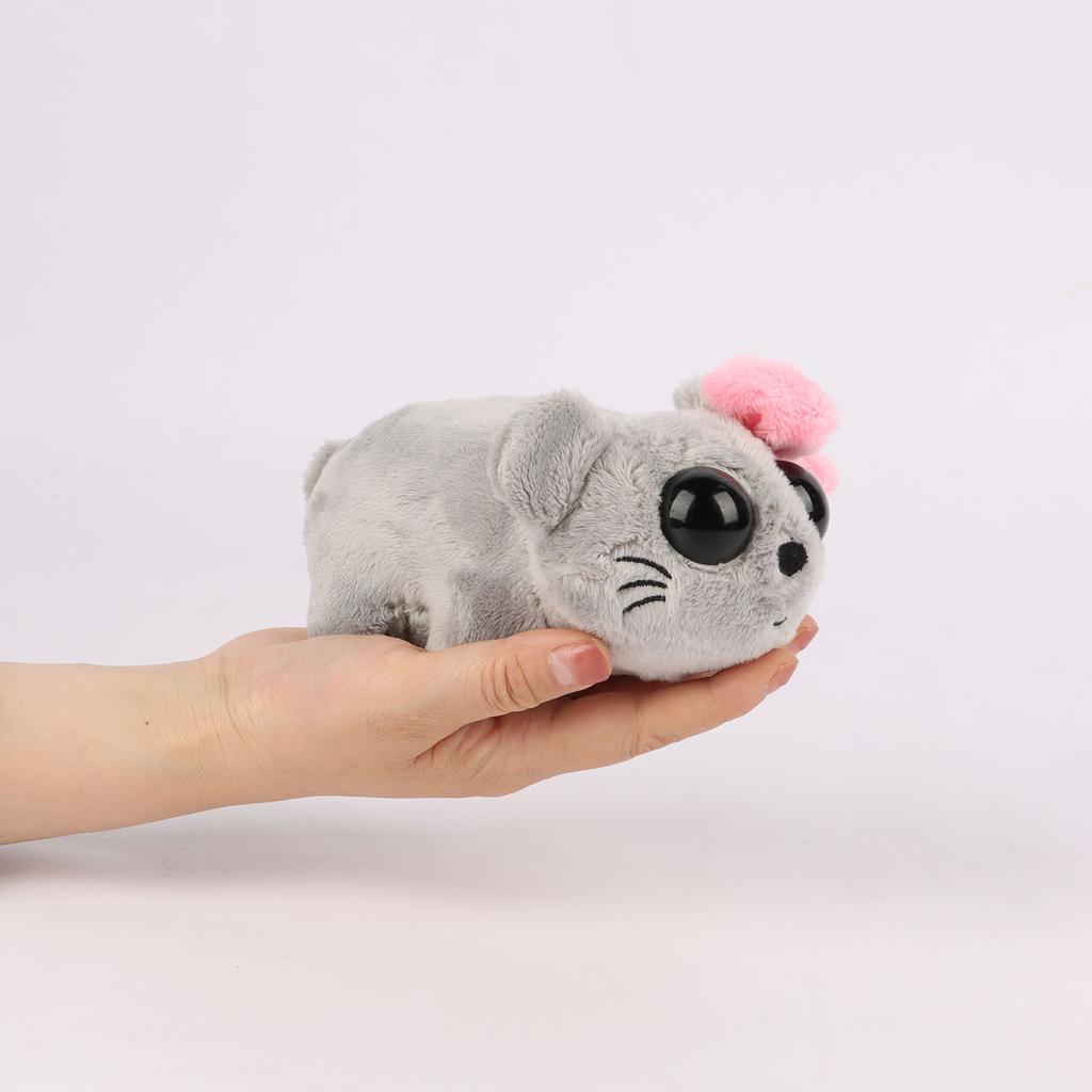 15cm Grey Big Eyed Hamster Plush Toys Bow Hamster Plush Doll Soft Stuffed Animal Toy Cute Plushies Kids Birthday Halloween Gifts