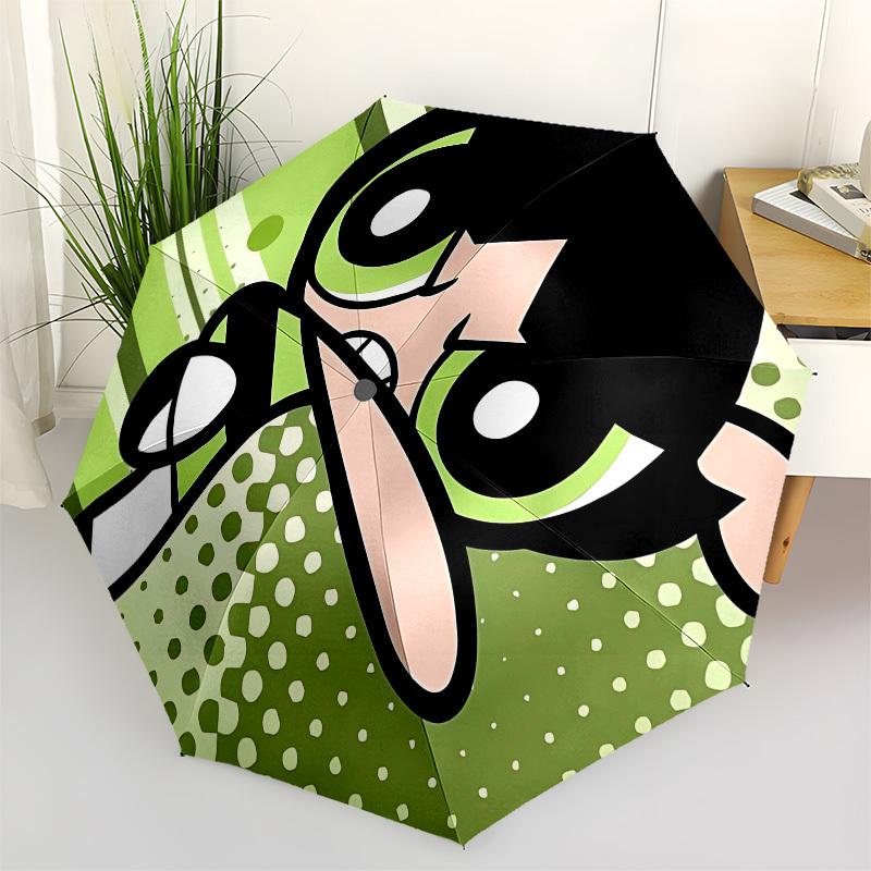

Powerpuff Girls, Buttercup Automatic Opening and Closing, 8 rib Structure Portable Umbrella, Suitable for Men and Women in All Seasons Perf