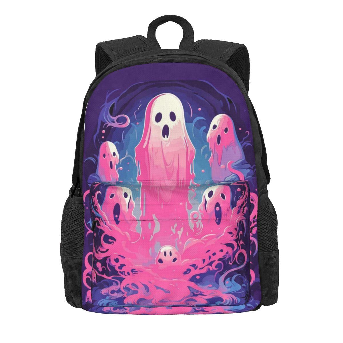 Vriendelijke Geest Rugzak Jongen Meisje Schattige Halloween Zachte Rugzakken Polyester Coole Schooltassen College Designer Rugzak 36x32x10cm