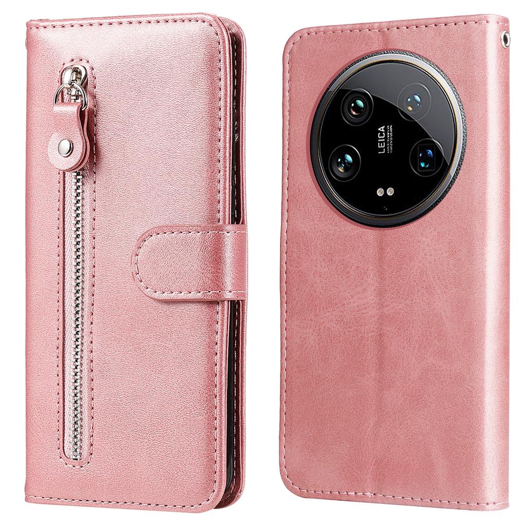 Pro pouzdro Xiaomi 14 Ultra Textura telete Peněženka na zip PU kůže Ochranný kryt na telefon