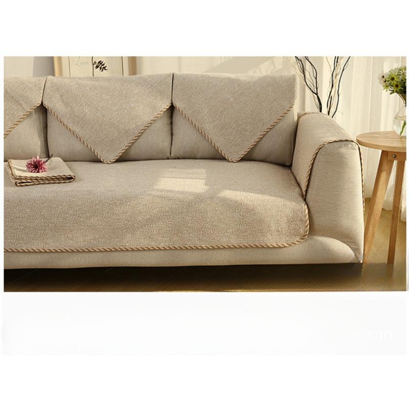 Sofa Cushion Fabric Four Seasons Sofa Slipcover Universal Autumn Linen Simple Modern Thickened Non-Slip Sofa Covers