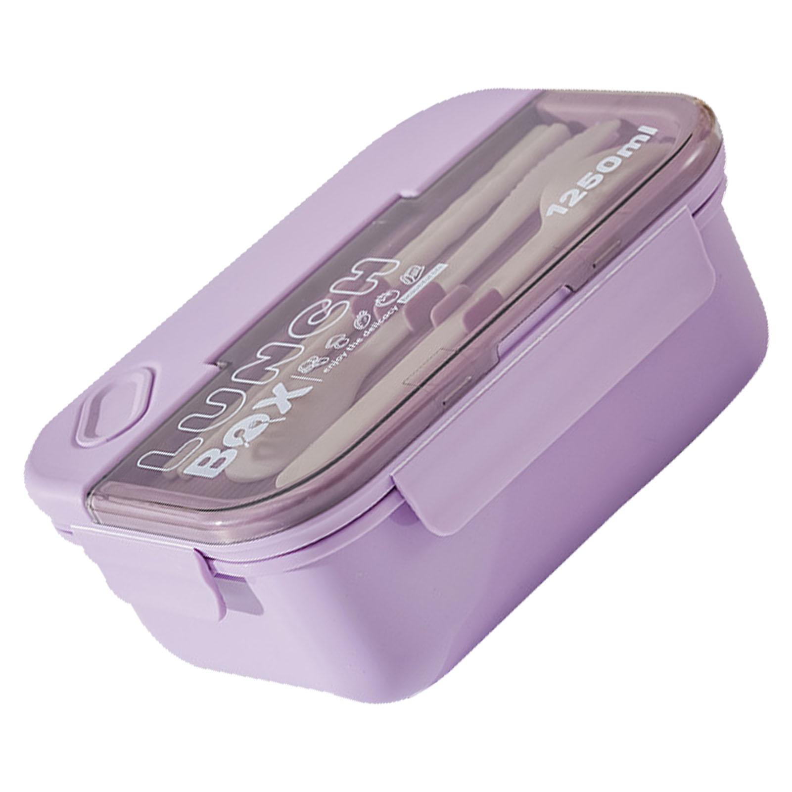 

3 Compartment Lunch Box 1250ml Purple Anti Leakage PS PP Silicone Microwaveable Bento Lunch Box for Office