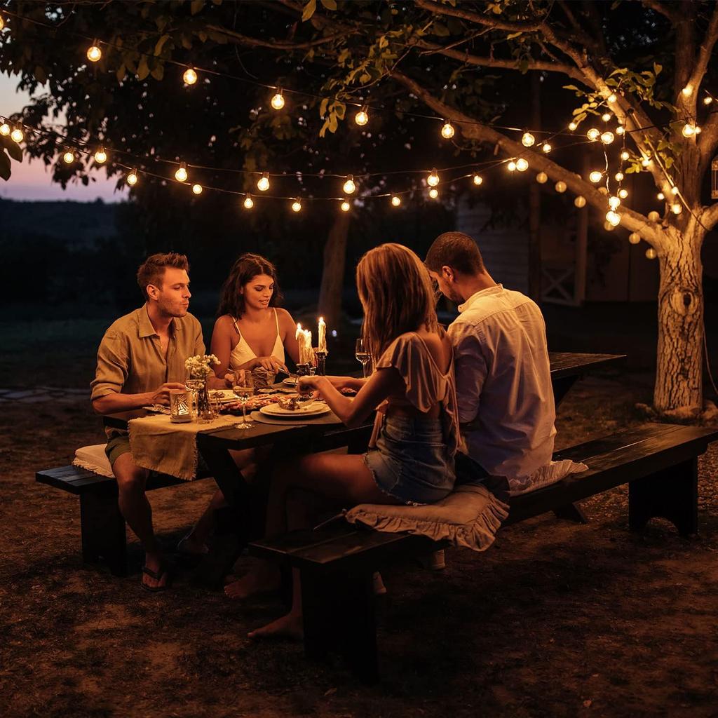 ZOTOYI Outdoor String Lights 50FT, LED Patio Lights with 27 Plastic G40 Bulbs(2 Spare), Waterproof IP65 Edison Globe String Lights for Outside, Cafe,
