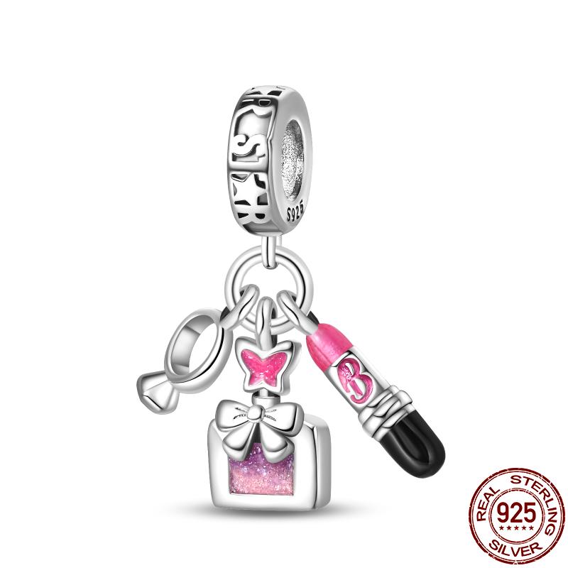 Genuine Copper Pink Princess Series-Crown Pendant Fit 3Mm Pan Bracelet Diy Charm For Women Jewelry Fashion Gift