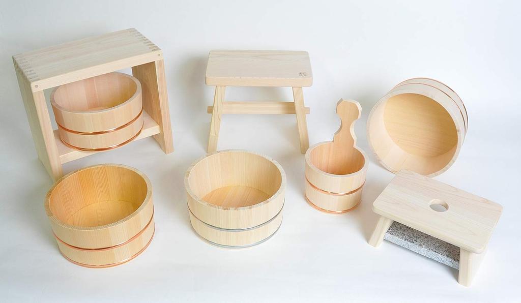 Kiso Kogei Japanese Hinoki Bath Stool (Large), 32cm Wide X 18cm Deep X 30cm High, Beige