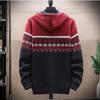Herbst und Winter Herren Freizeitjacke mit Kapuze Strickjacke Gestrickt Verdickter gepolsterter Pullover Übergröße