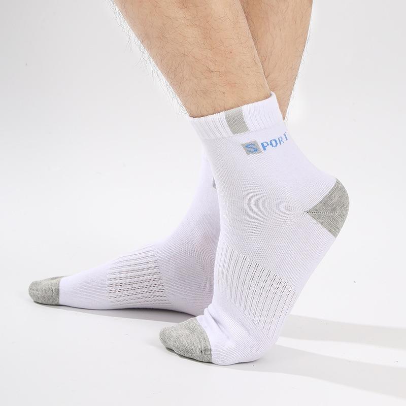Strumpa för Män Sport Andningsbar Mjuk Bokstav Mode Sneakers Hög Elastisk Mellanlång Strumpa Frottéstrumpa Sommar Löpning