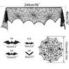 Lace Table Runner Spiderweb Mantel Scarf Cover for Holiday Party Decoration, Black Spiderweb Mantel Scarf
