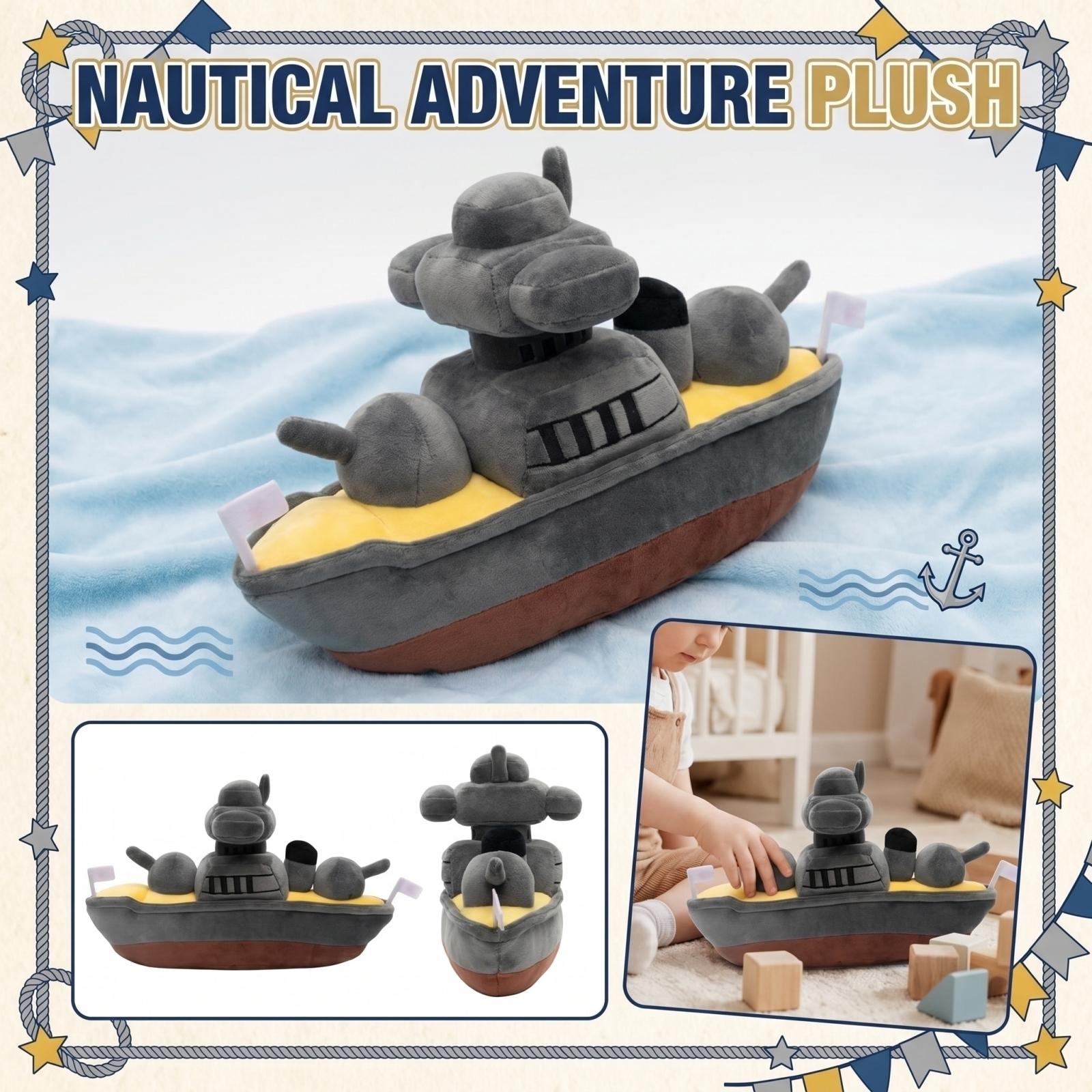 

Battleship Plush Toy, Soft Warship Stuffed Doll, Cute Naval Themed Pillow For Kids & Collectors One Size