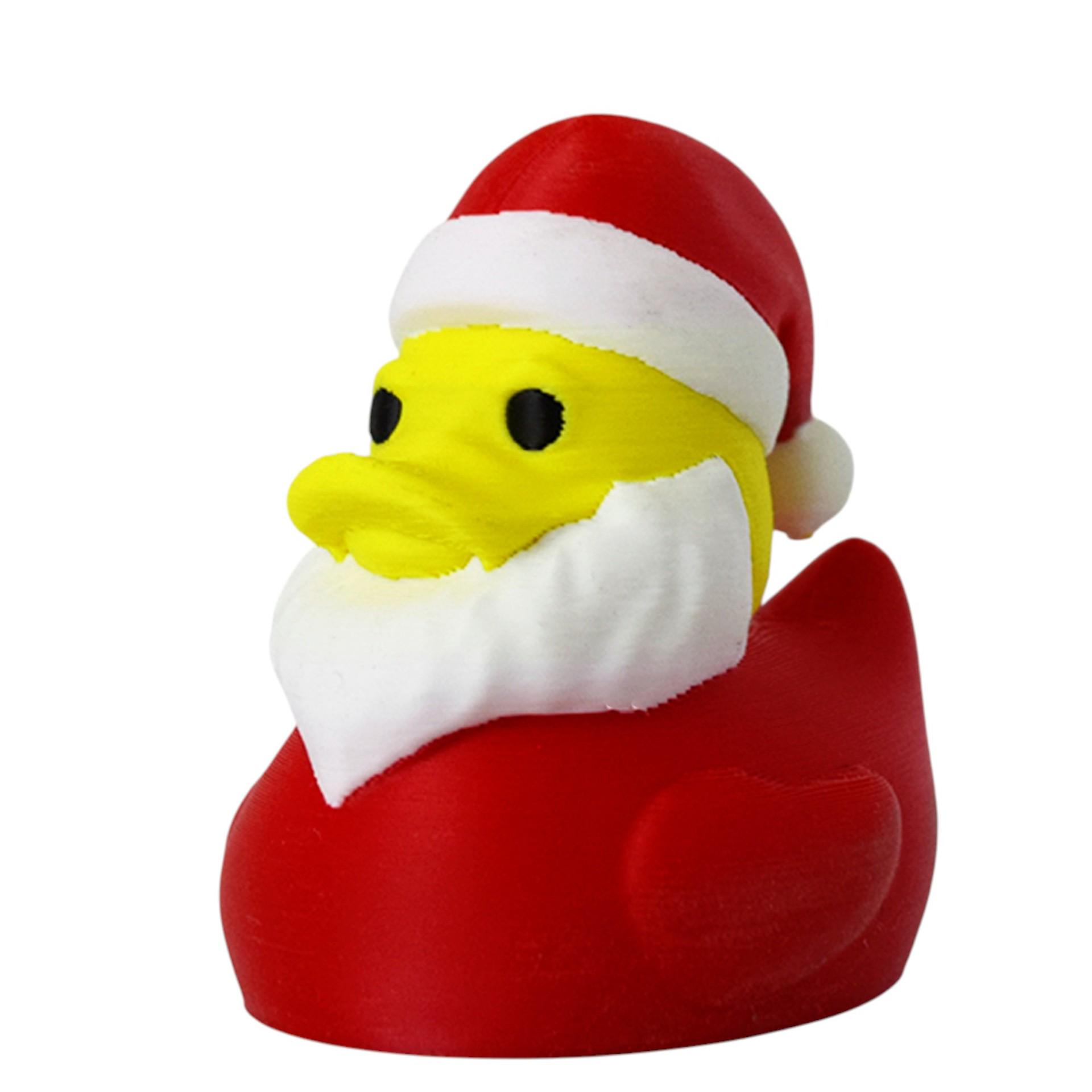 3D Printed Mini Christmas Duck Ornament Model Red & Yellow