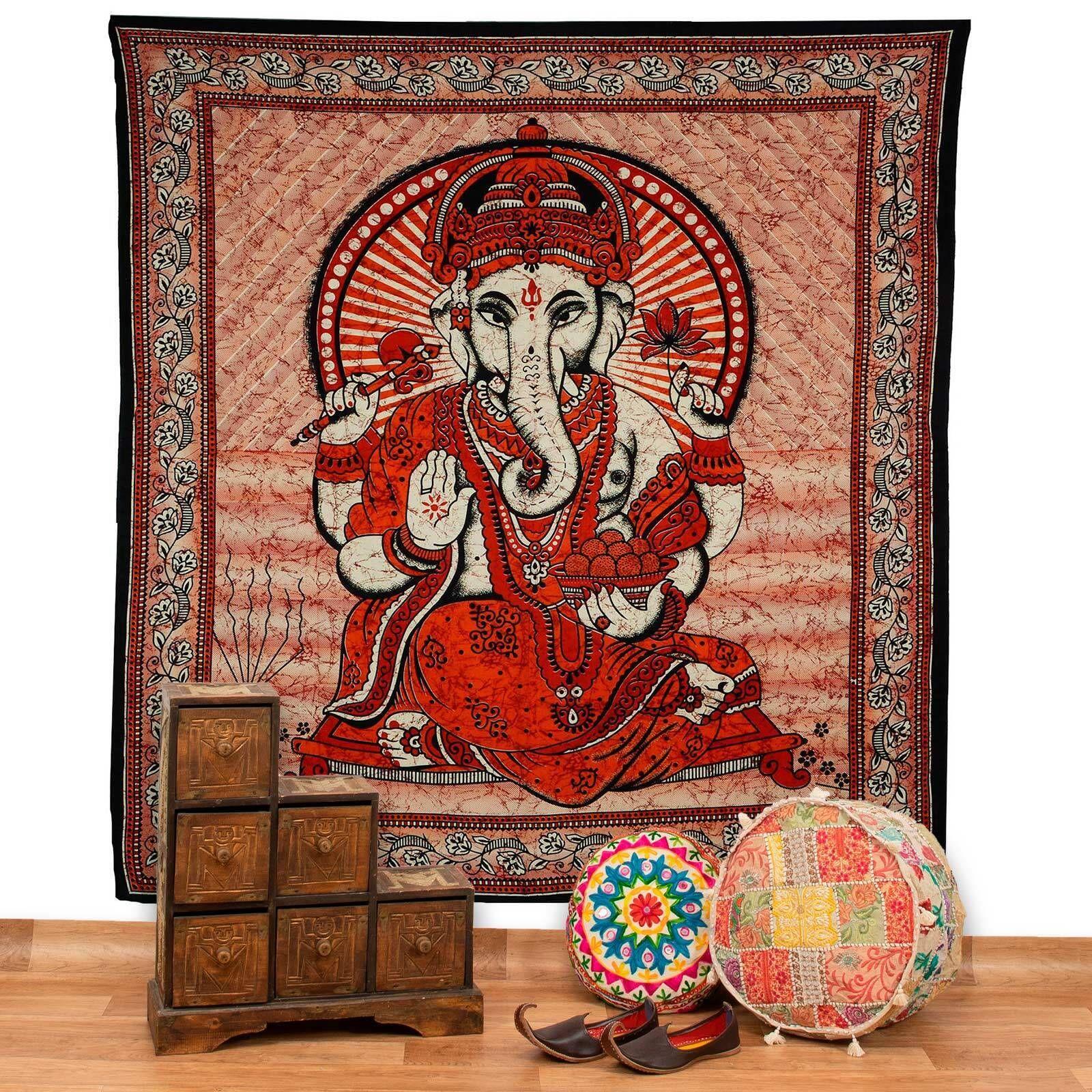 Tapestry Ganesha deco large Goa India 75x100