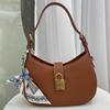 New High-end Light Luxury Cowhide Leather Lock Armpit Dumpling Bag Handbag Shoulder Bag Women's Bag