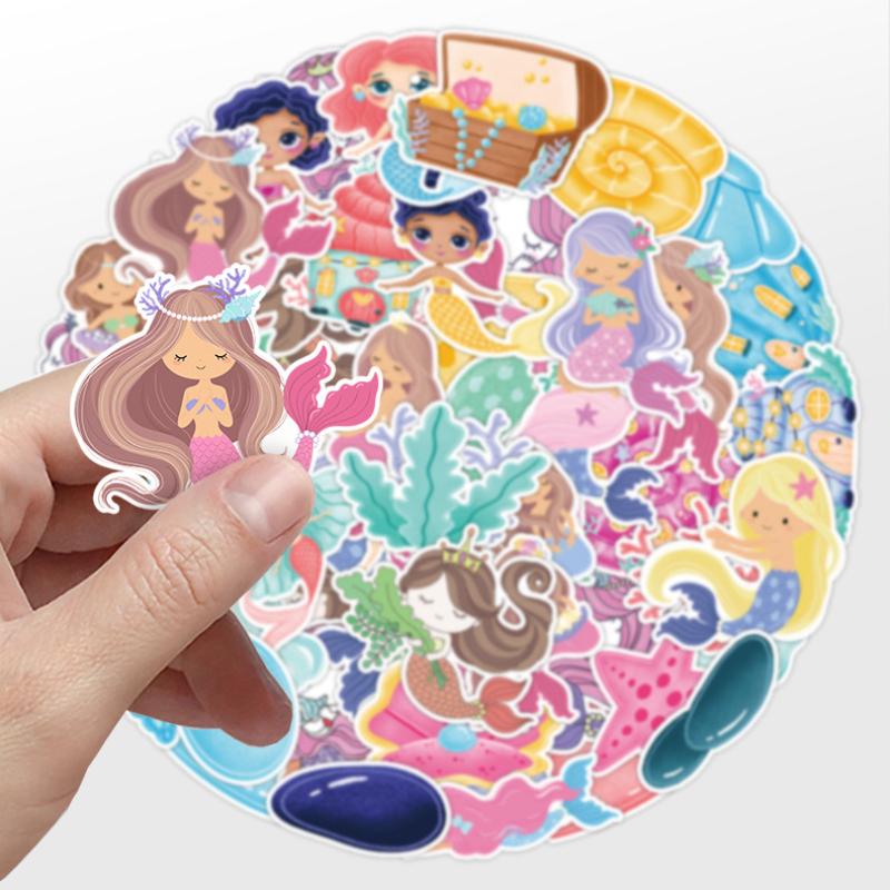 10/50pcs  Cute Mermaid Stickers Mermaid Princess Graffiti Stickers for DIY Luggage Laptop Skateboard Motorcycle Bicycle Sticker