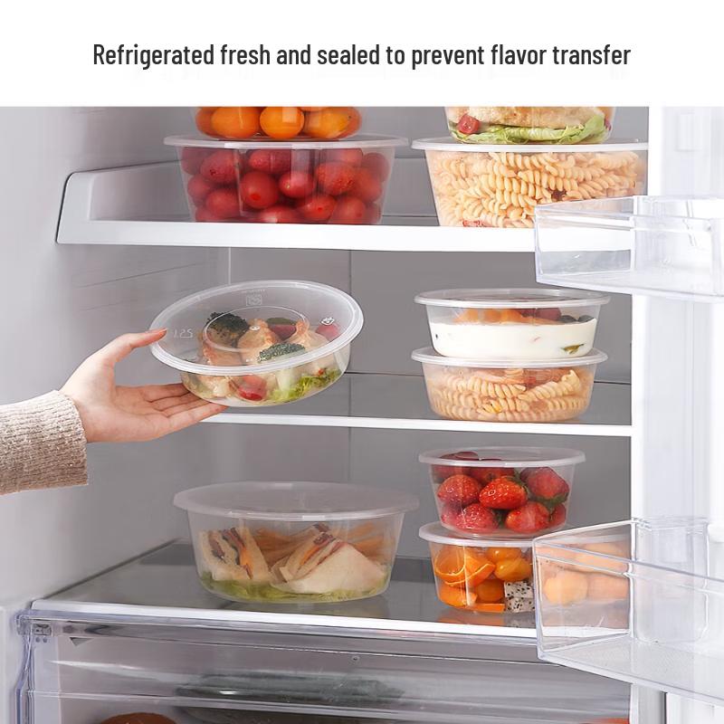 Mery 550ml Disposable Round Food Container with Lids - 50 Pack