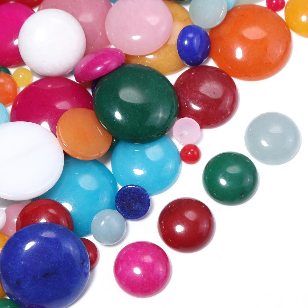 5-10pcs/lot 4-25mm Natural Stone Cabochon Colorful Jade Half Round Cabochon For Jewelry Making DIY Earrings Necklace Accessories