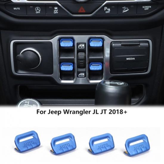 4pcs Dashboard Window Lift Switch Button Cover Trims For Jeep Wrangler JL JT 18+